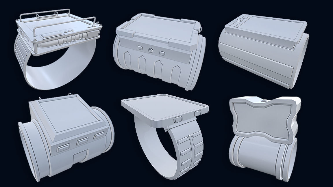 Sci-Fi Wristband Base Mesh 3D model_21