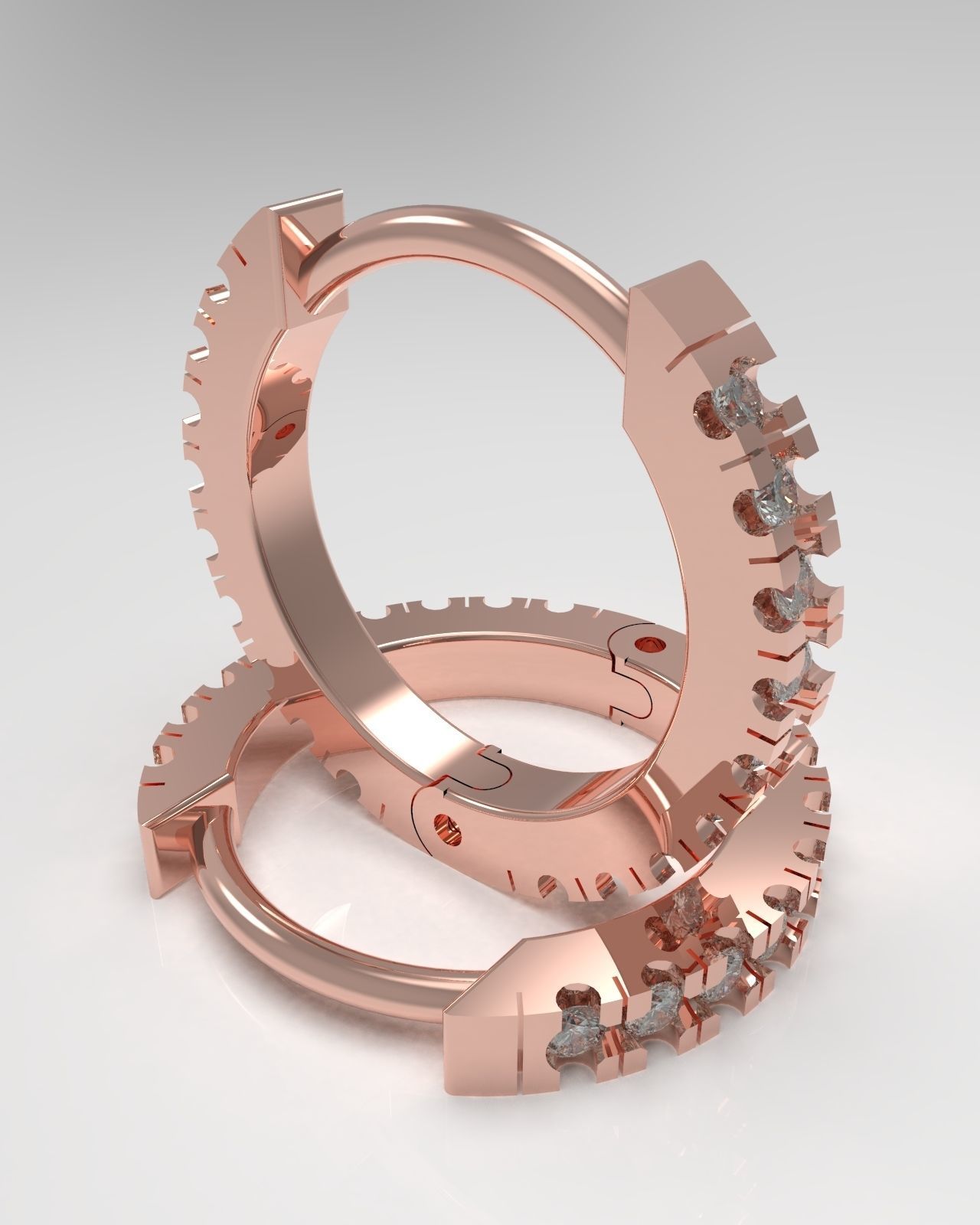 Earrings with gems 9mm 3D print model_2