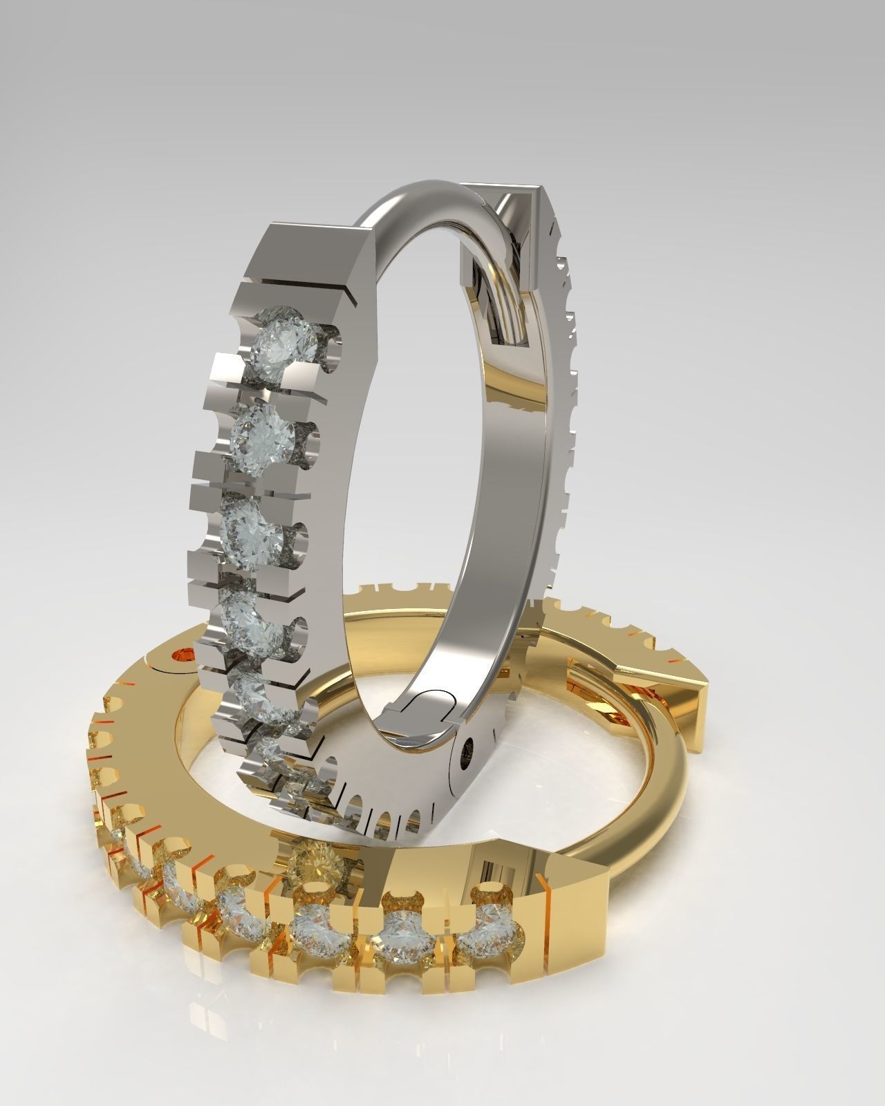 Earrings with gems 9mm 3D print model_4