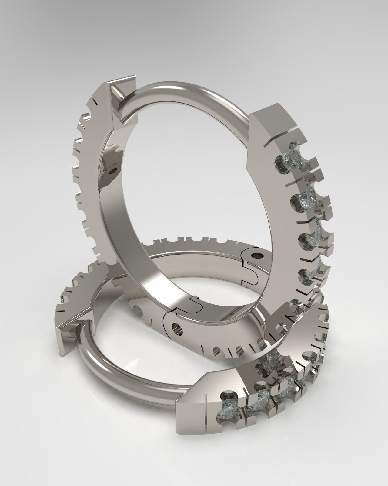 Earrings with gems 9mm 3D print model_1