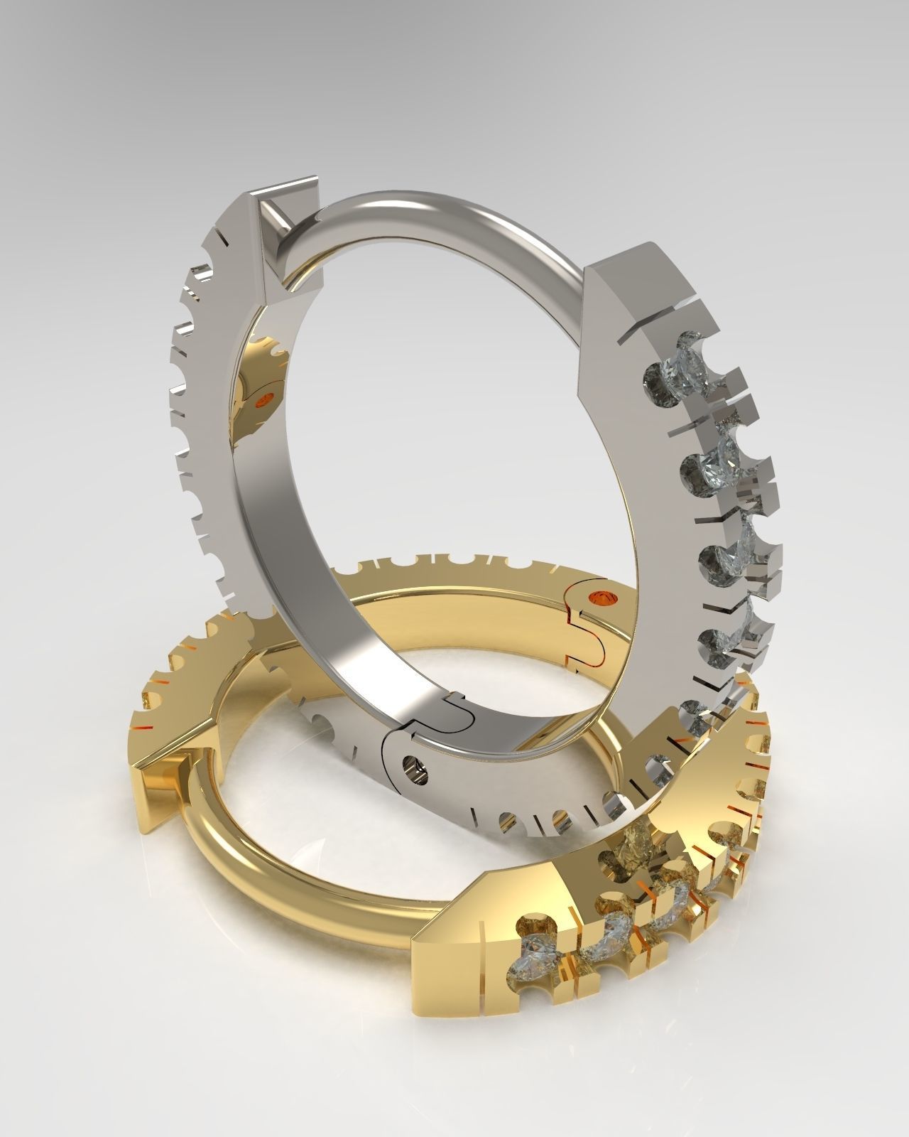 Earrings with gems 9mm 3D print model_5