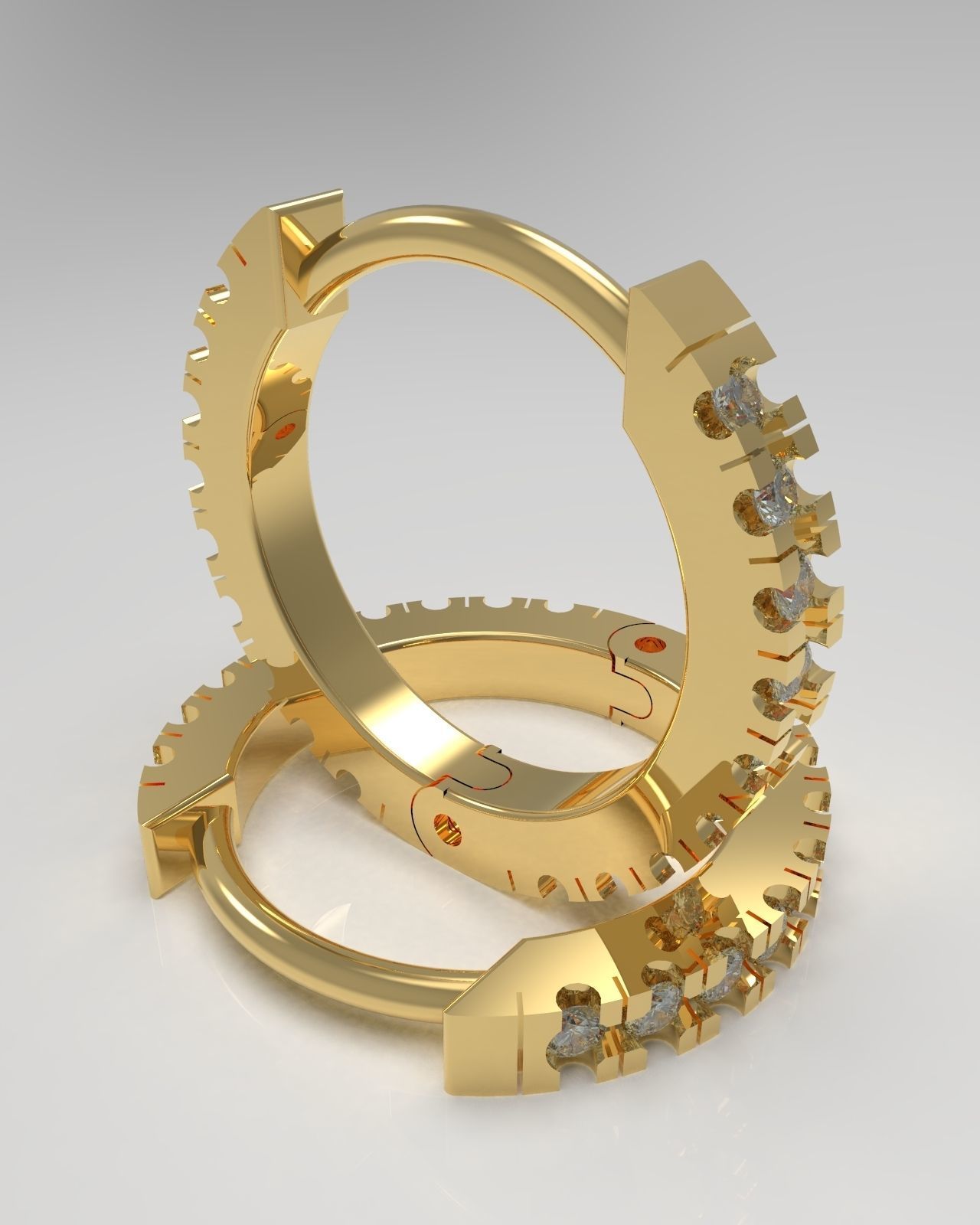 Earrings with gems 9mm 3D print model_3