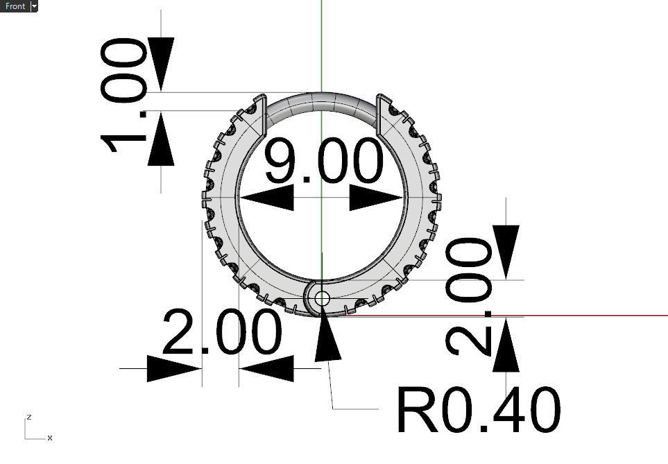 Earrings with gems 9mm 3D print model_11