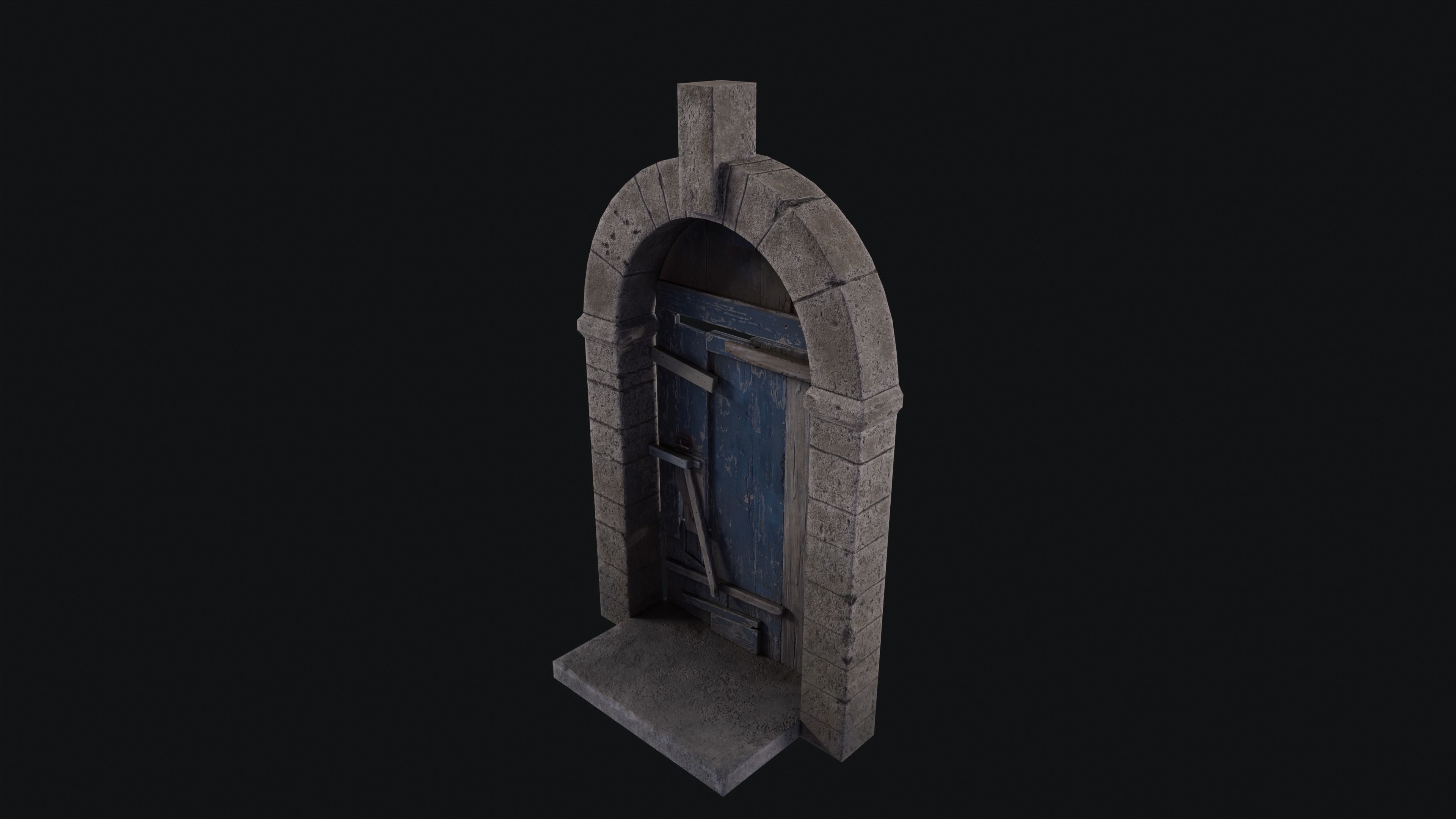 Door Ruined Low-poly 3D model_5