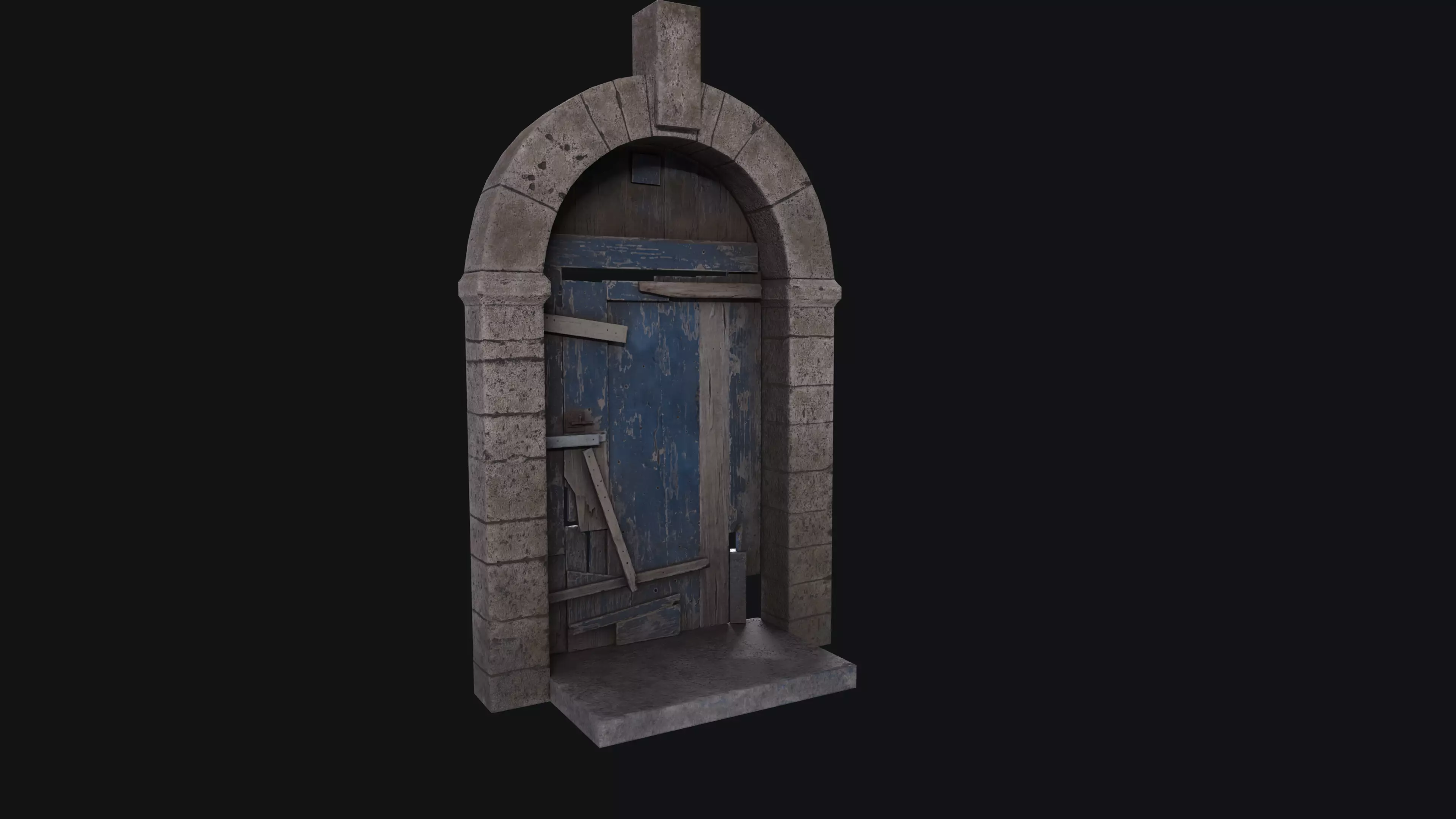 Door Ruined Low-poly 3D model_0