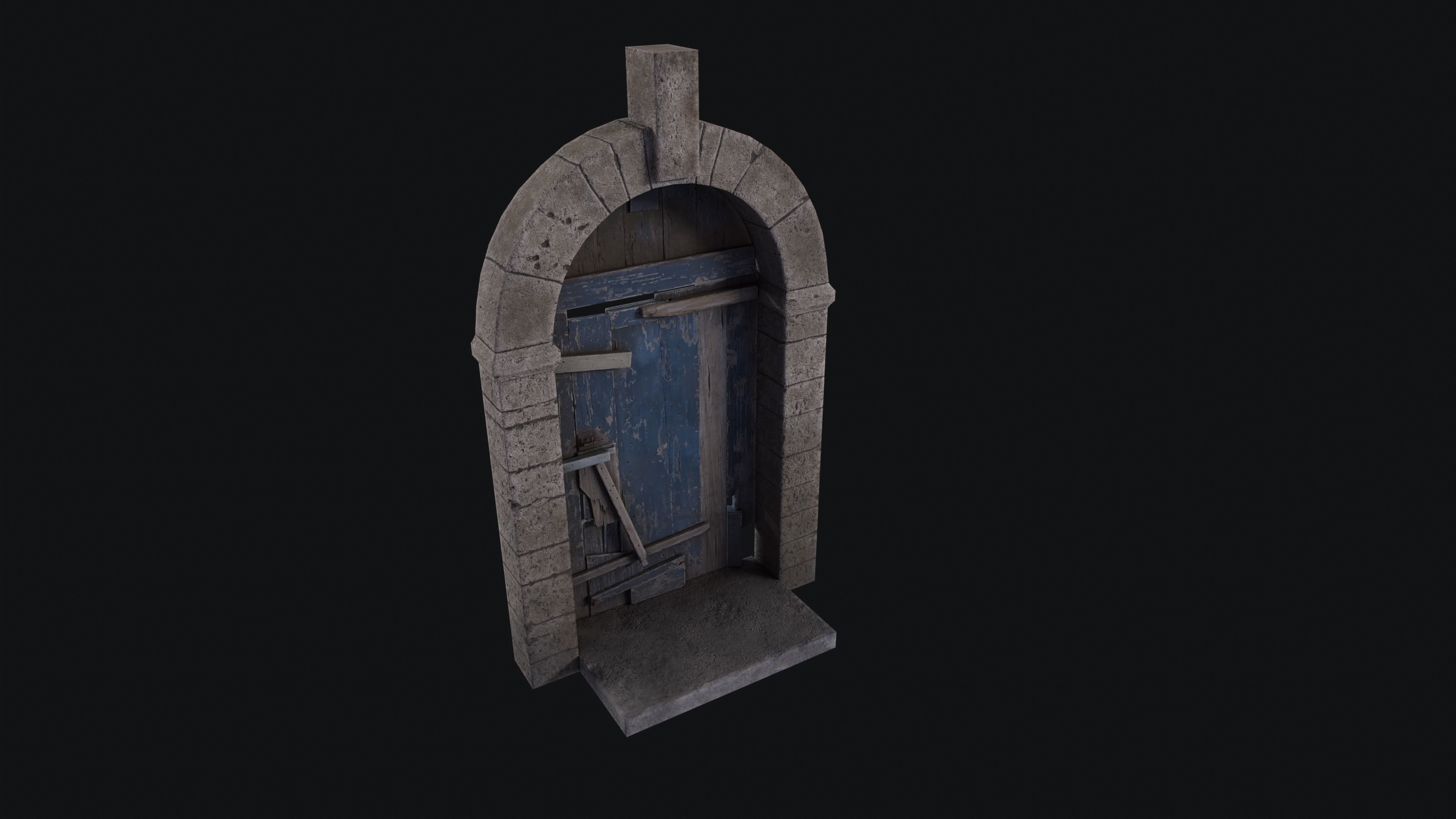 Door Ruined Low-poly 3D model_4