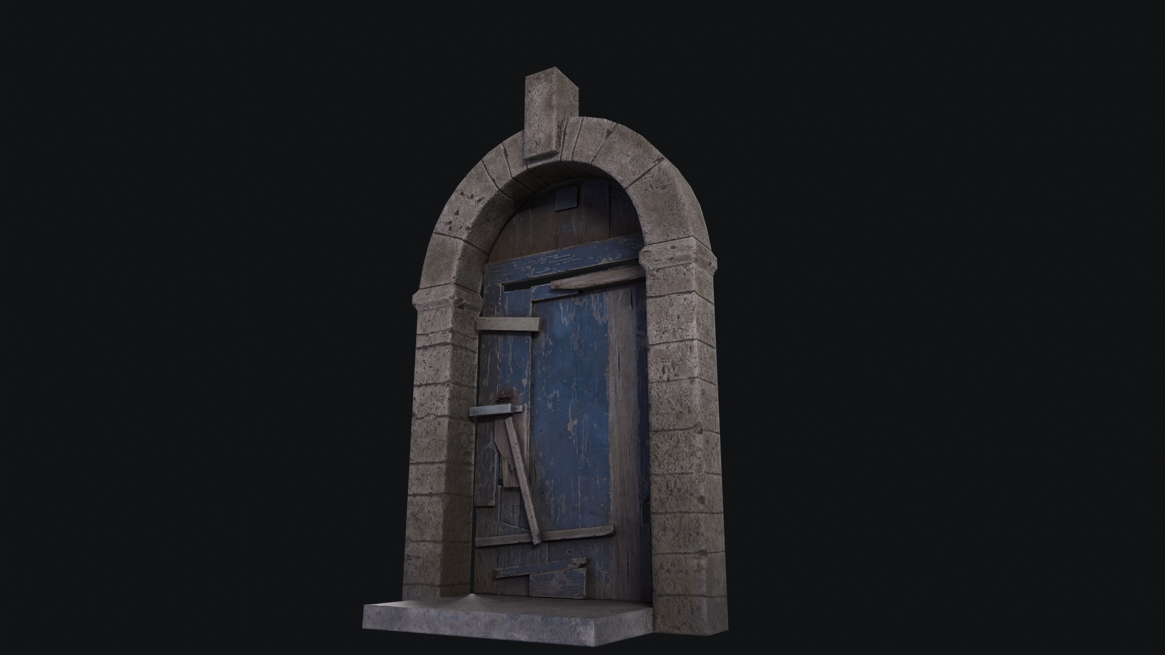 Door Ruined Low-poly 3D model_2