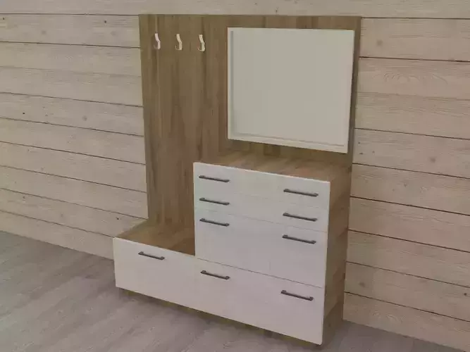 Furniture wooden cabinet with drawers and mirror