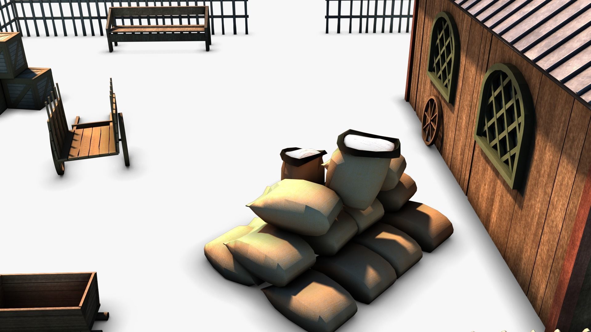 Stable 02 Low-poly 3D model_4