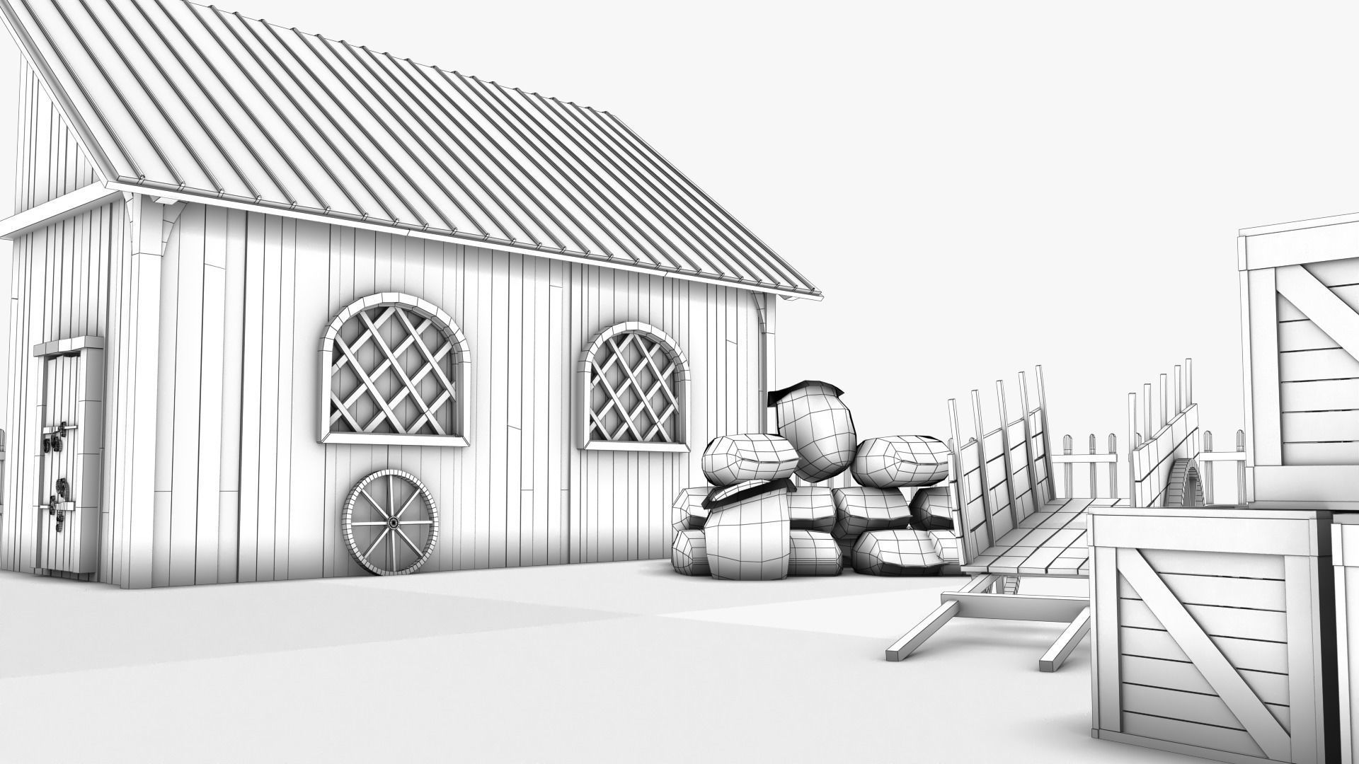 Stable 02 Low-poly 3D model_8