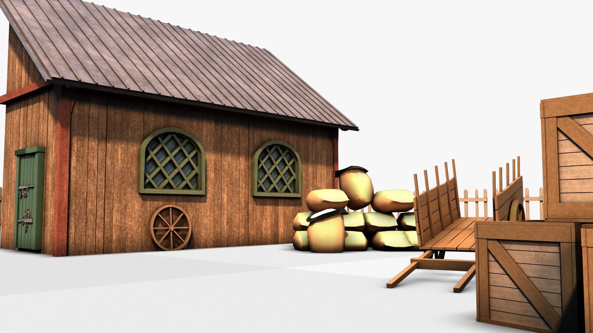 Stable 02 Low-poly 3D model_2