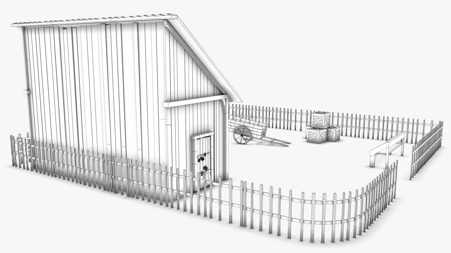 Stable 02 Low-poly 3D model_9