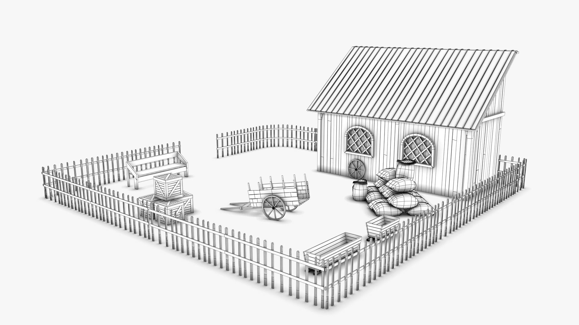 Stable 02 Low-poly 3D model_7