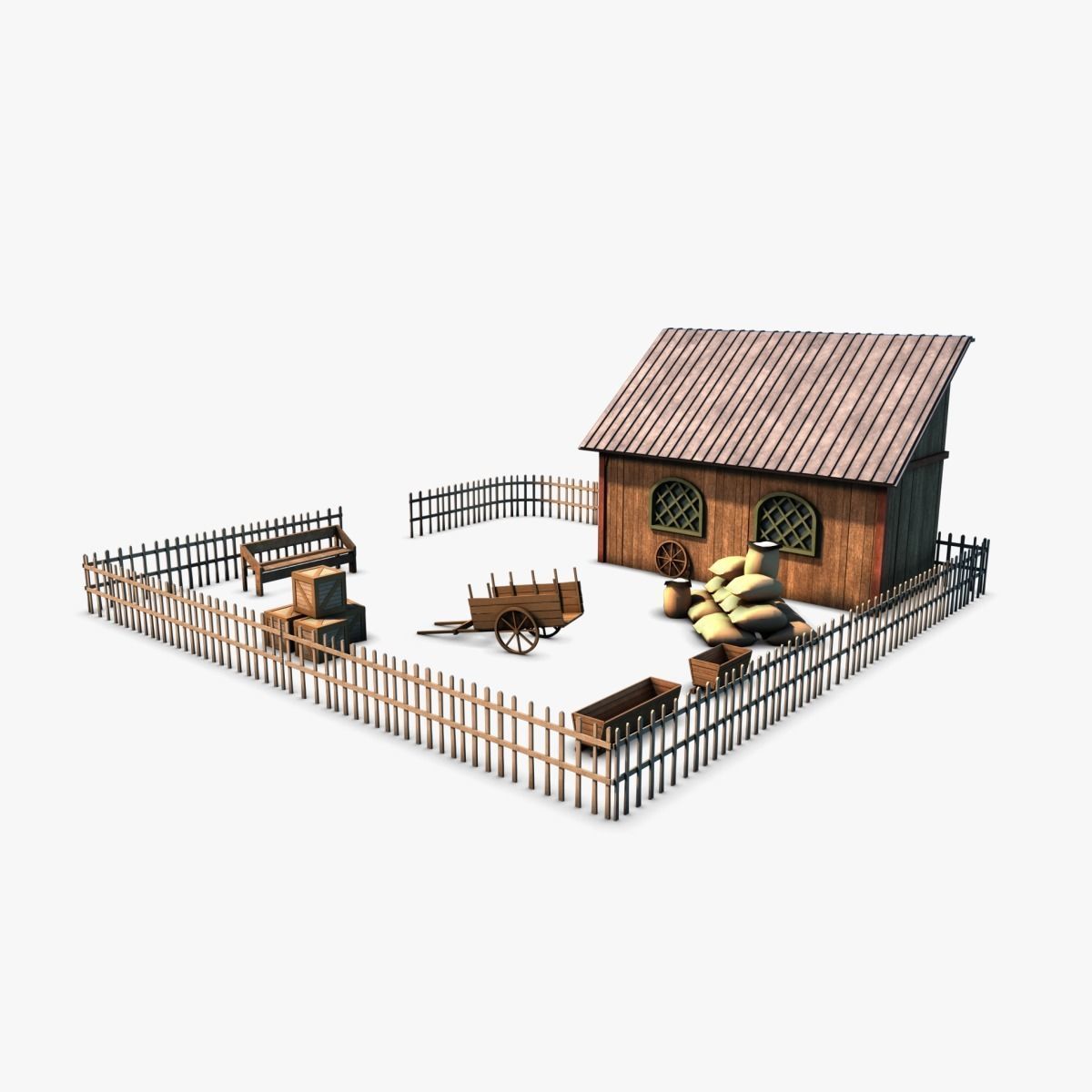 Stable 02 Low-poly 3D model_6