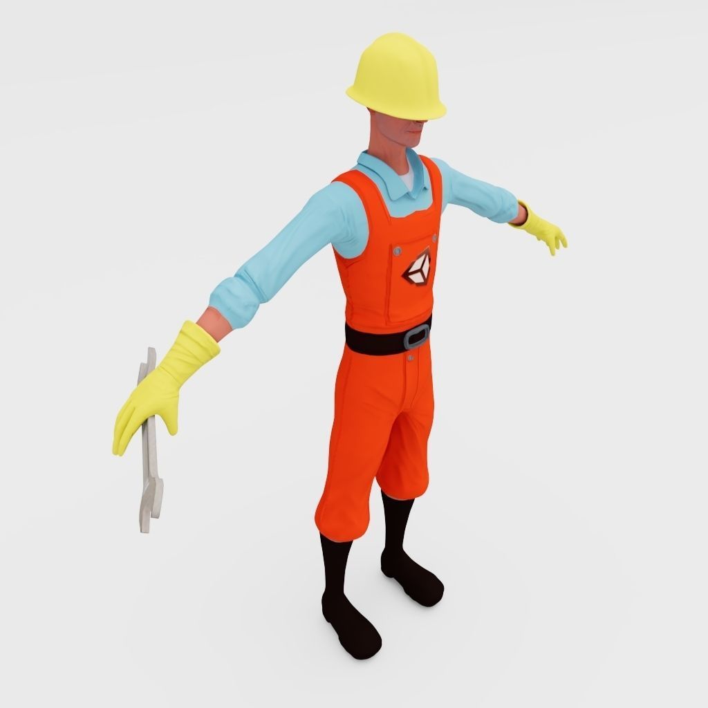 Constructor  Worker Low-poly 3D model_1