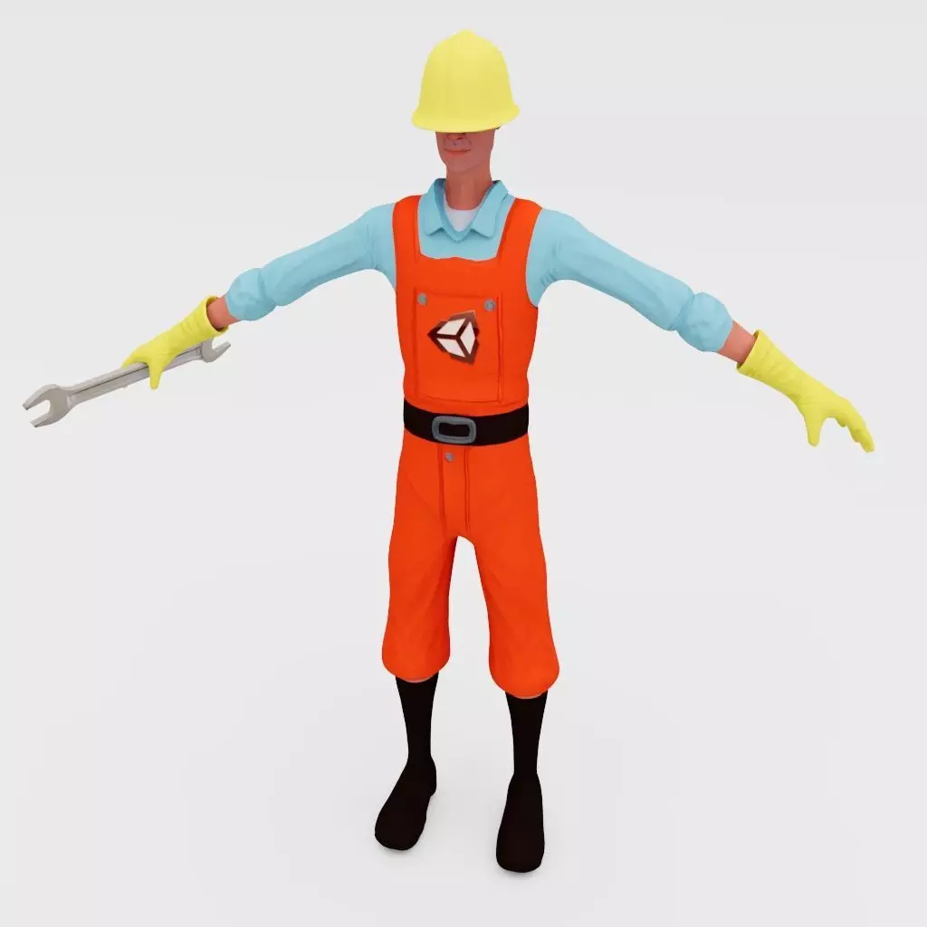 Constructor  Worker Low-poly 3D model_0