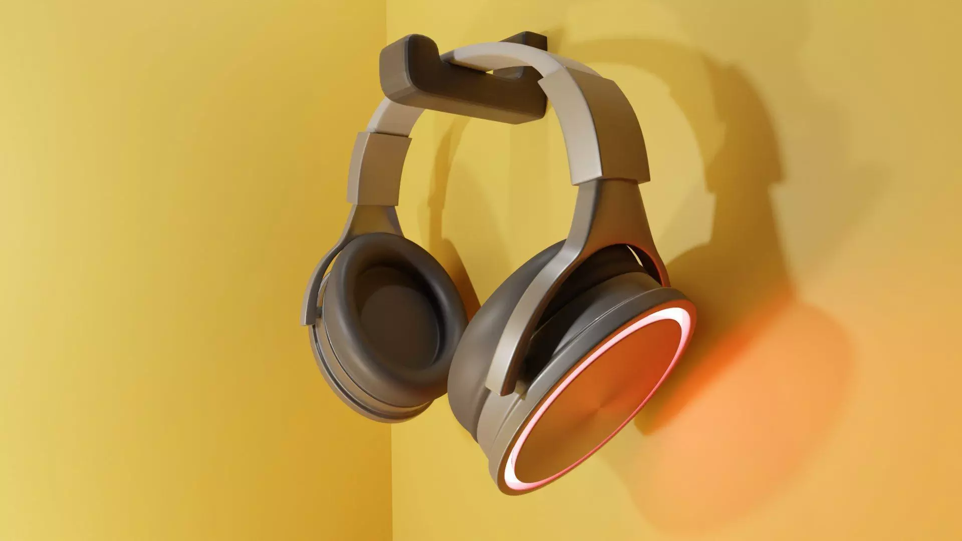 Headphone pair of headphones hanging on wall 3D model_0