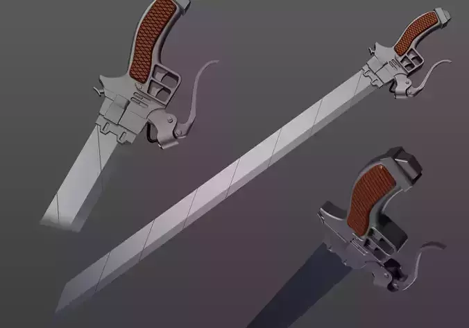 Attack on Titan Sword Low-poly 3D model