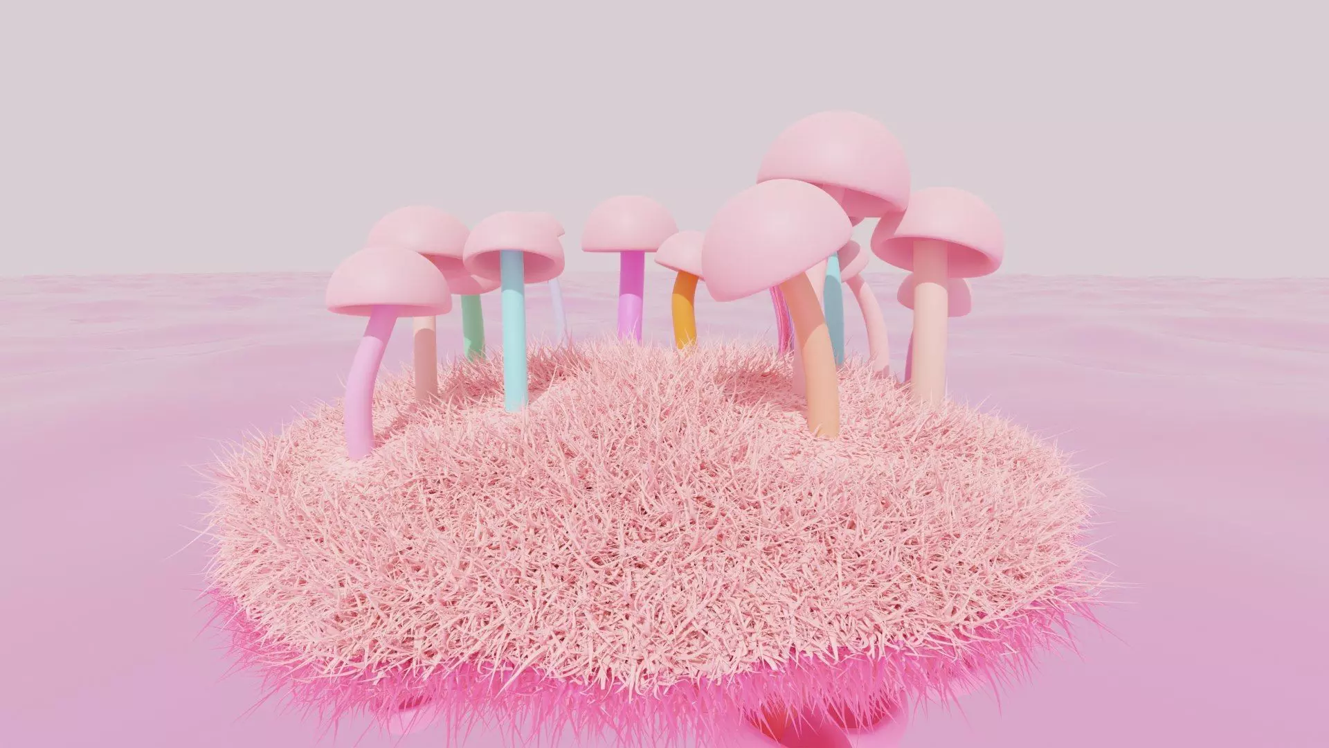 island with mushrooms 3D model_0