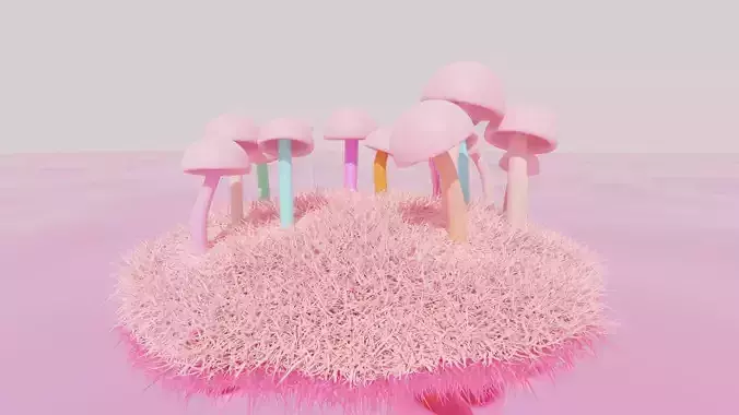 island with mushrooms