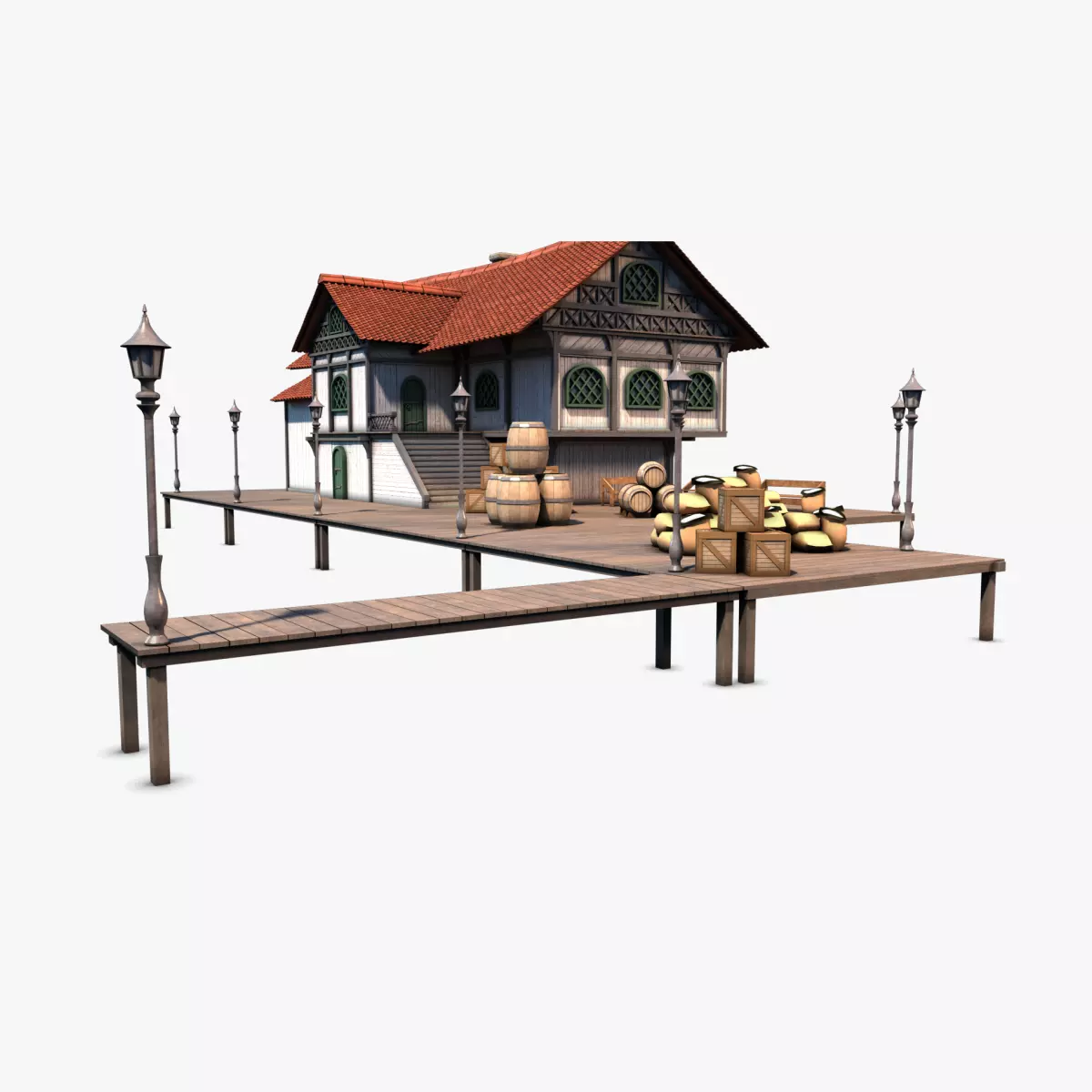 3D model Wharf 02 VR / AR / low-poly | CGTrader