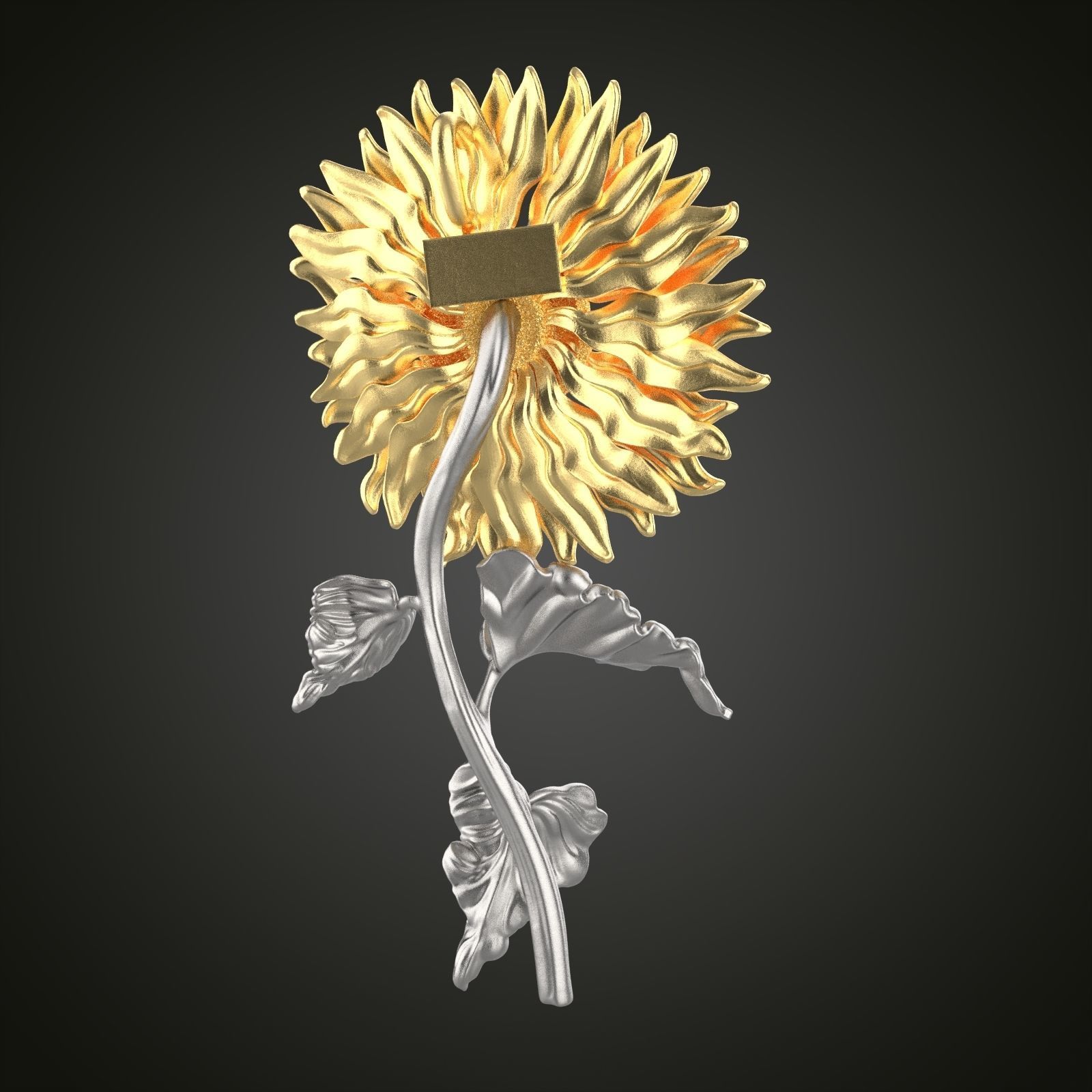 Sunflower Pendant 3D print model_1