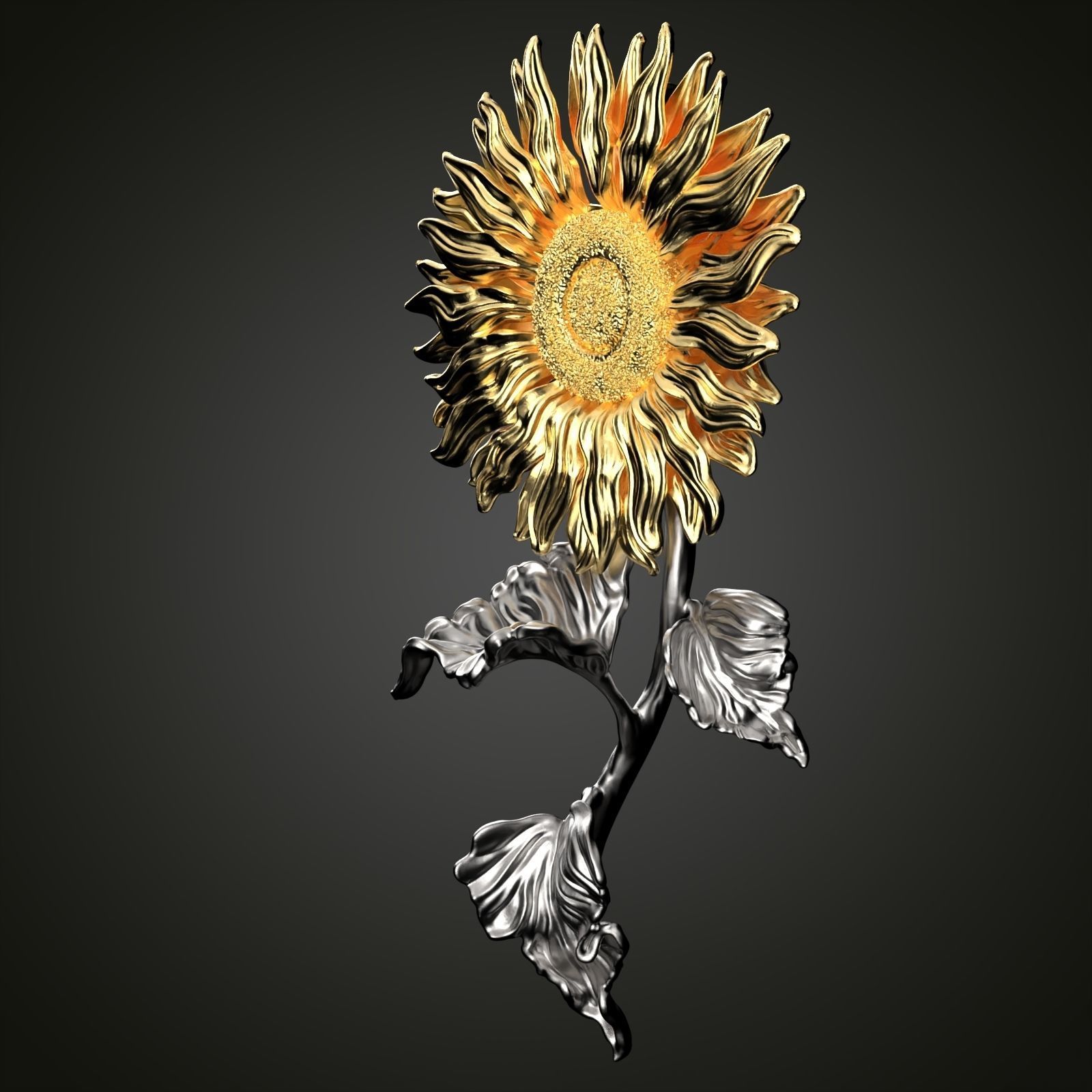 Sunflower Pendant 3D print model_3
