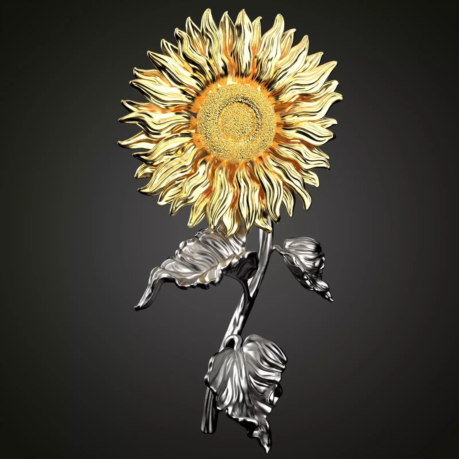 Sunflower Pendant 3D print model_0