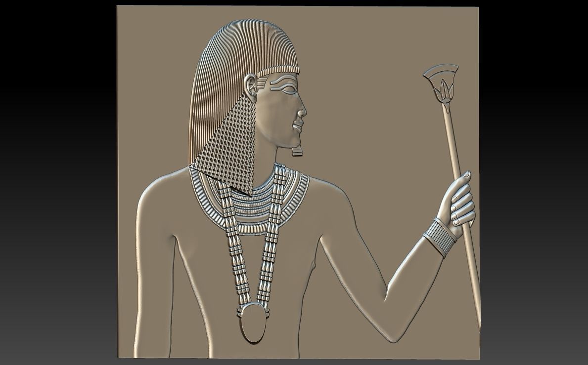 Egyptian Pharaoh bas-relief 3d stl model cnc 3D print model_5