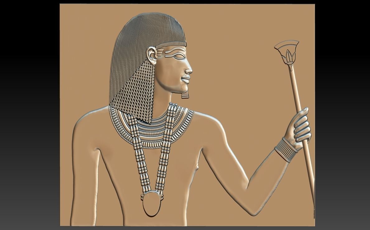 Egyptian Pharaoh bas-relief 3d stl model cnc 3D print model_4