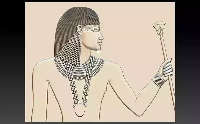 Egyptian Pharaoh bas-relief 3d stl model cnc 3D print model
