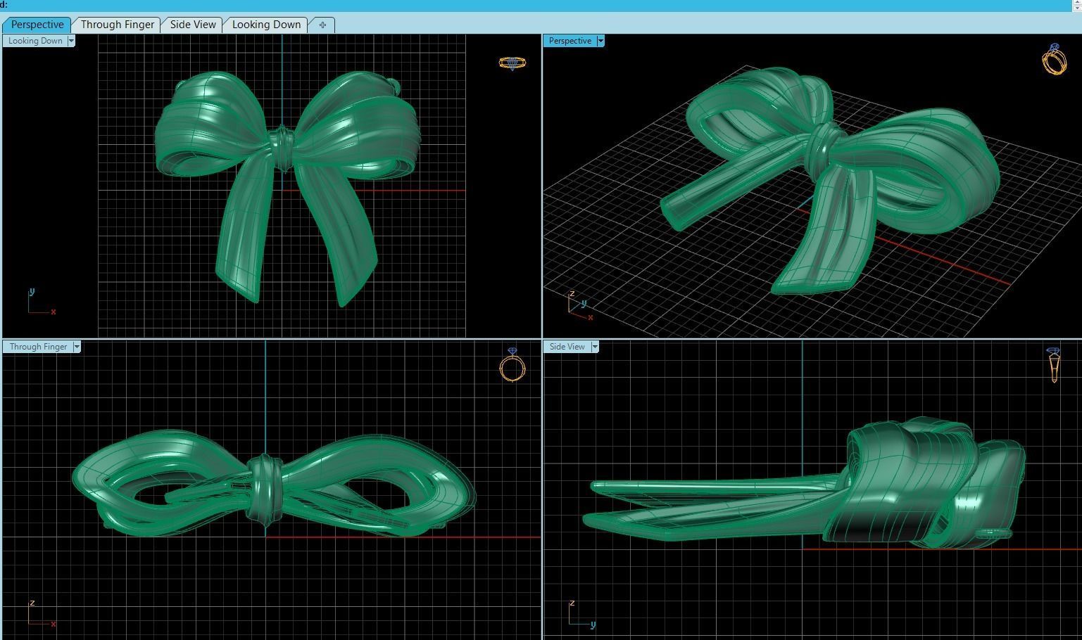 Pendant bow tie knot 3D print model_2