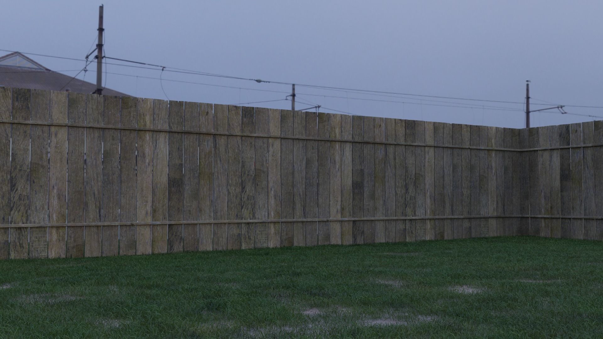 Modular Wooden Fence 3D model_2