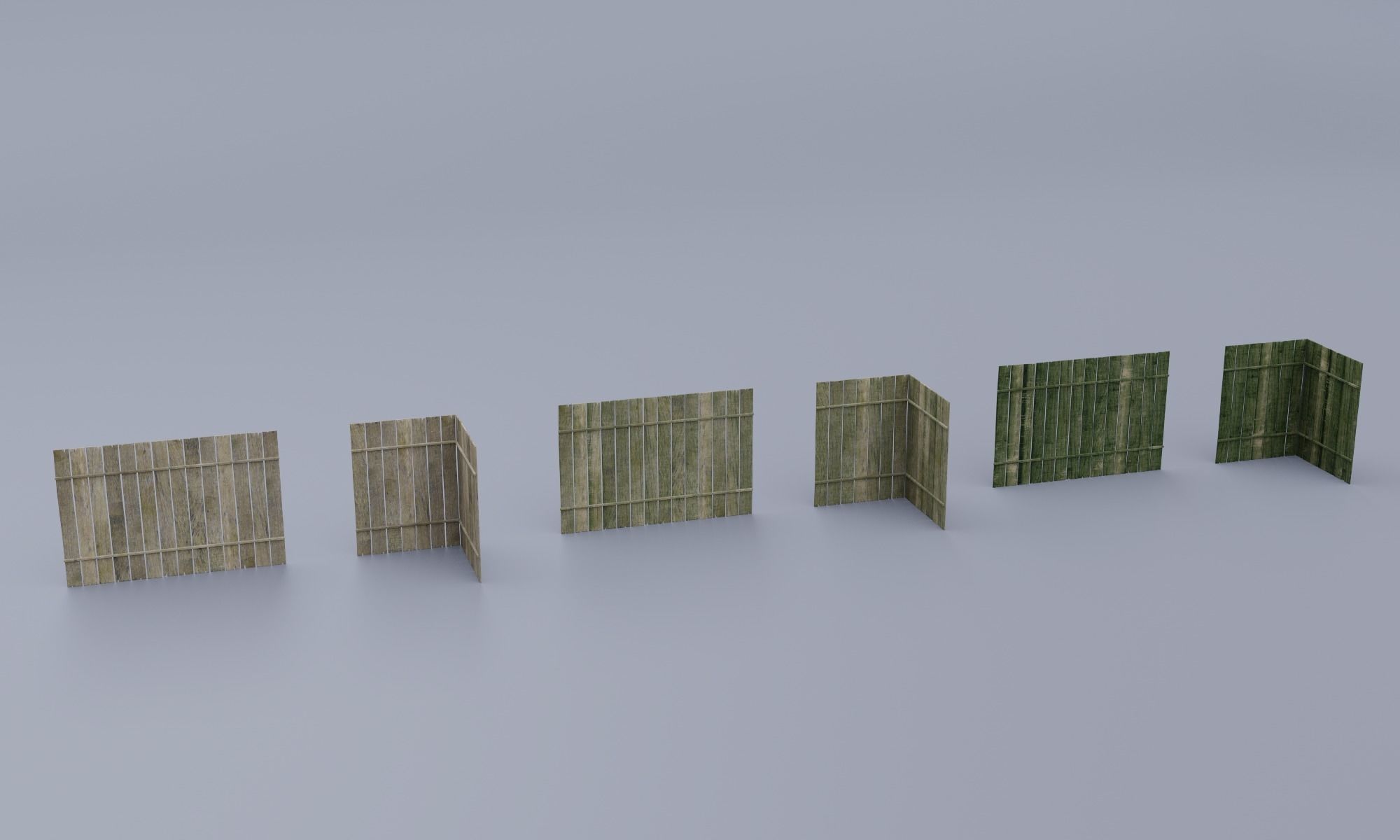 Modular Wooden Fence 3D model_1