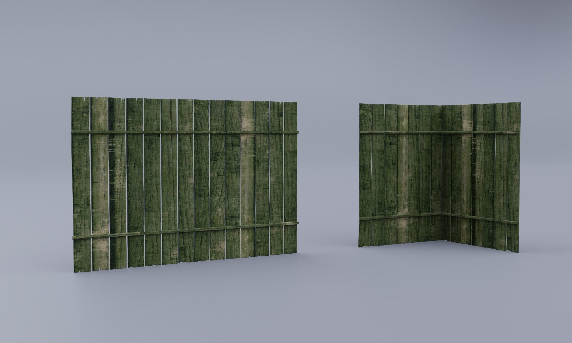 Modular Wooden Fence 3D model_4