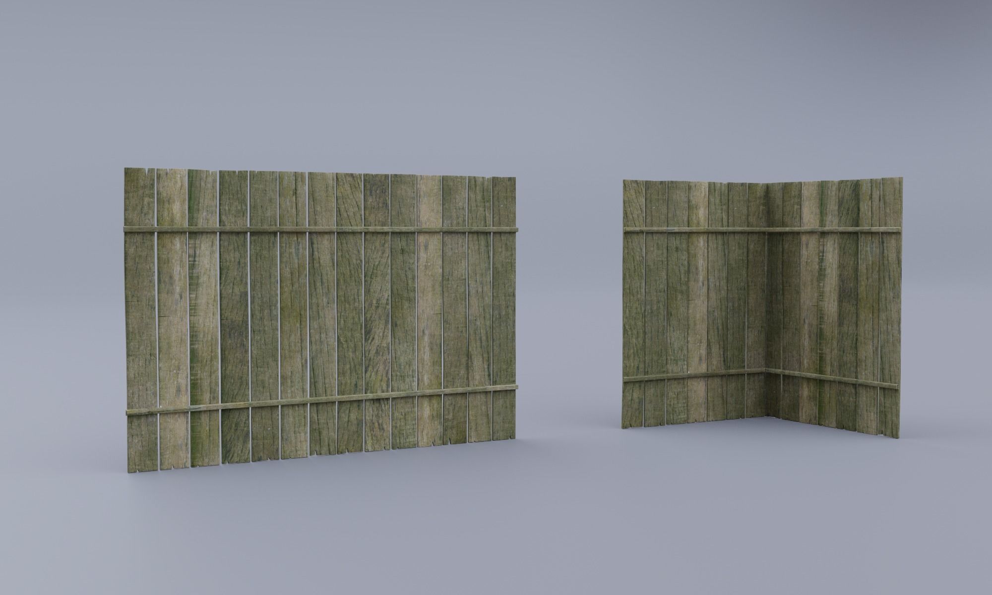 Modular Wooden Fence 3D model_3