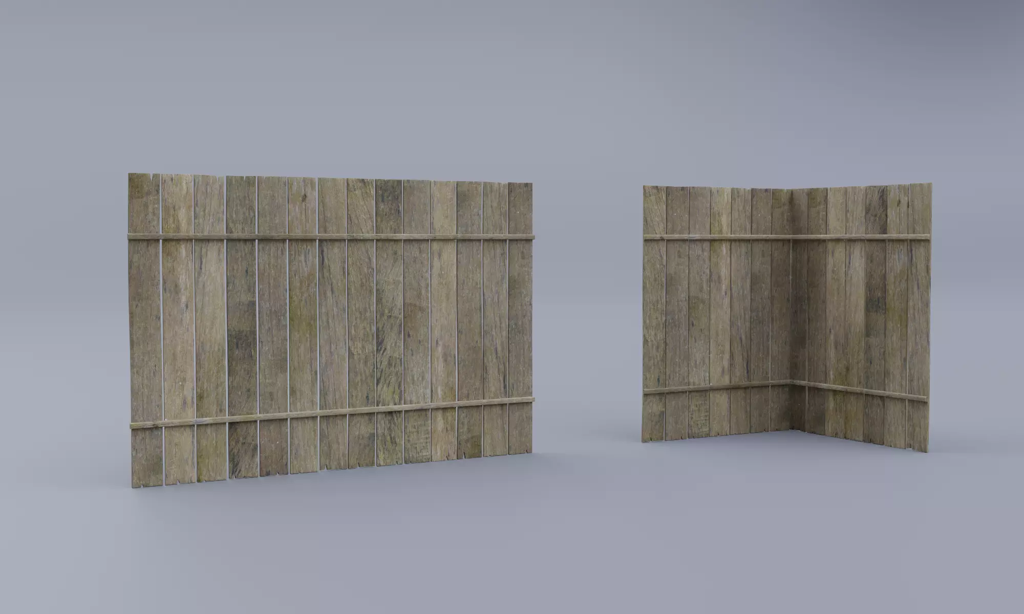 Modular Wooden Fence 3D model_0