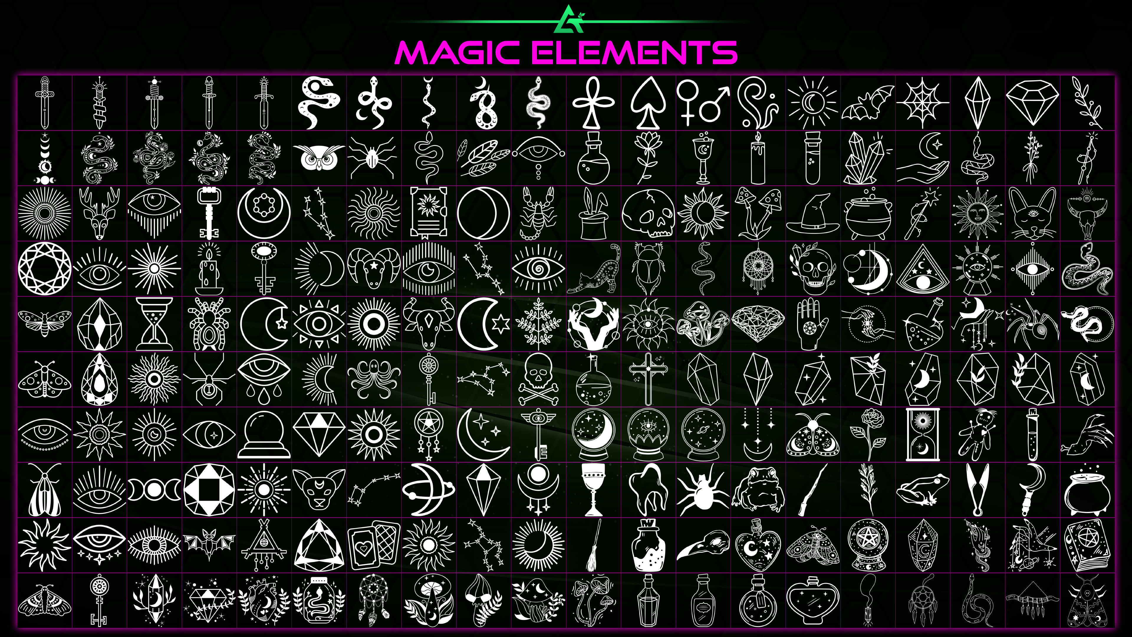 2555 Hand Painted Alpha Magic Signs and Elements -Vol 8 Texture_16