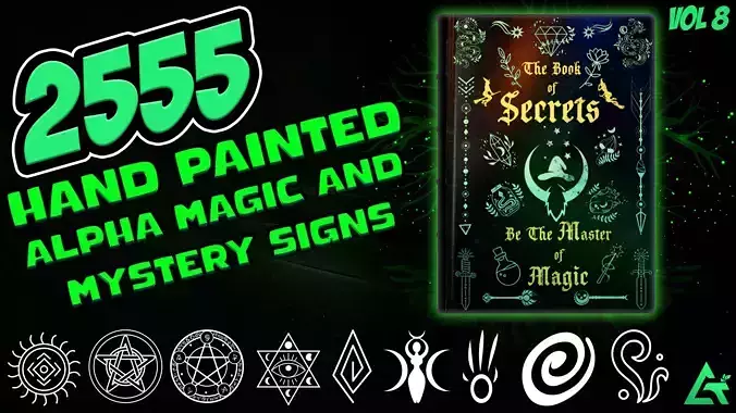 2555 Hand Painted Alpha Magic Signs and Elements -Vol 8