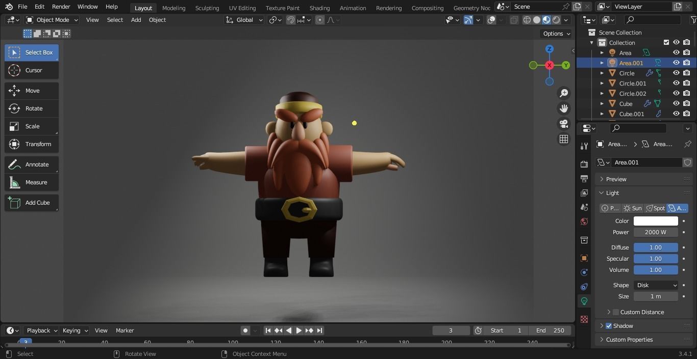 cartoon man 3D model_2