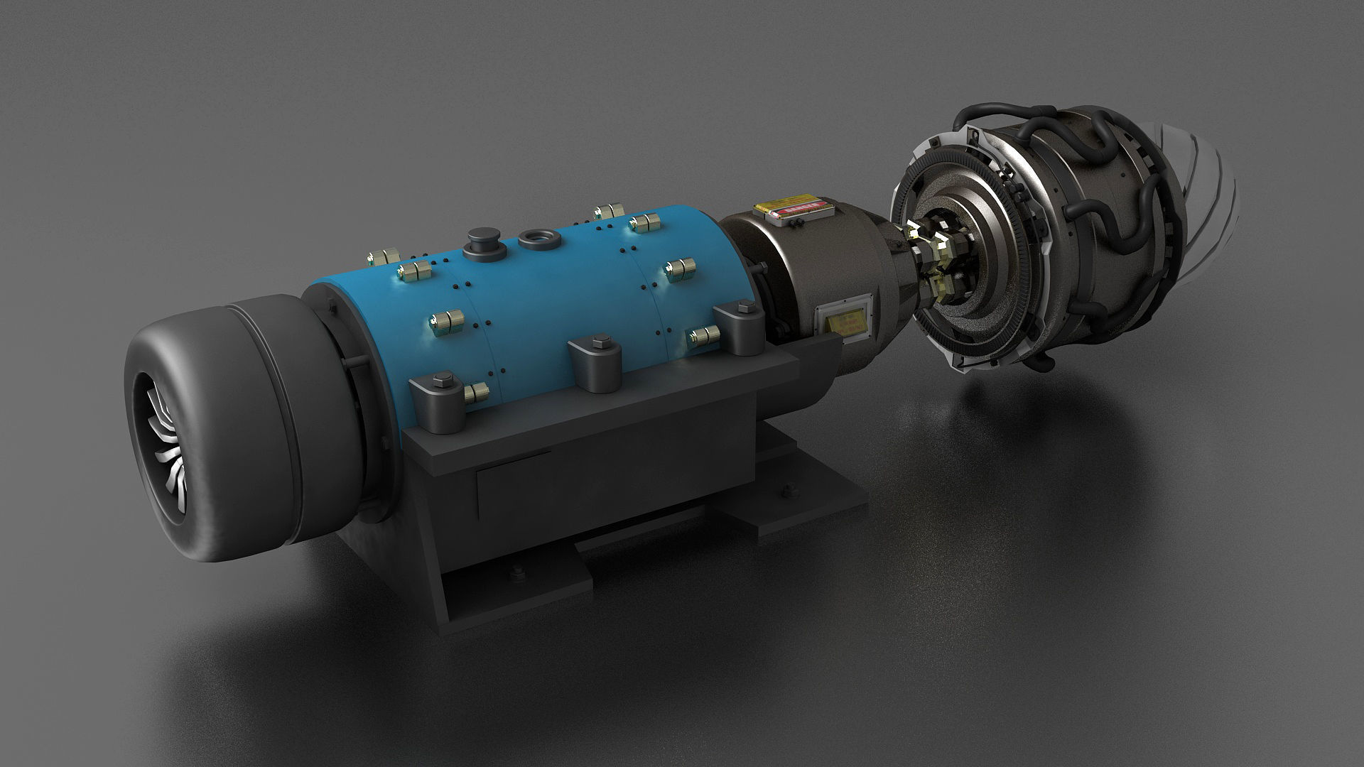 turbofan engine Falcon supersonic sectioned  3D model_2