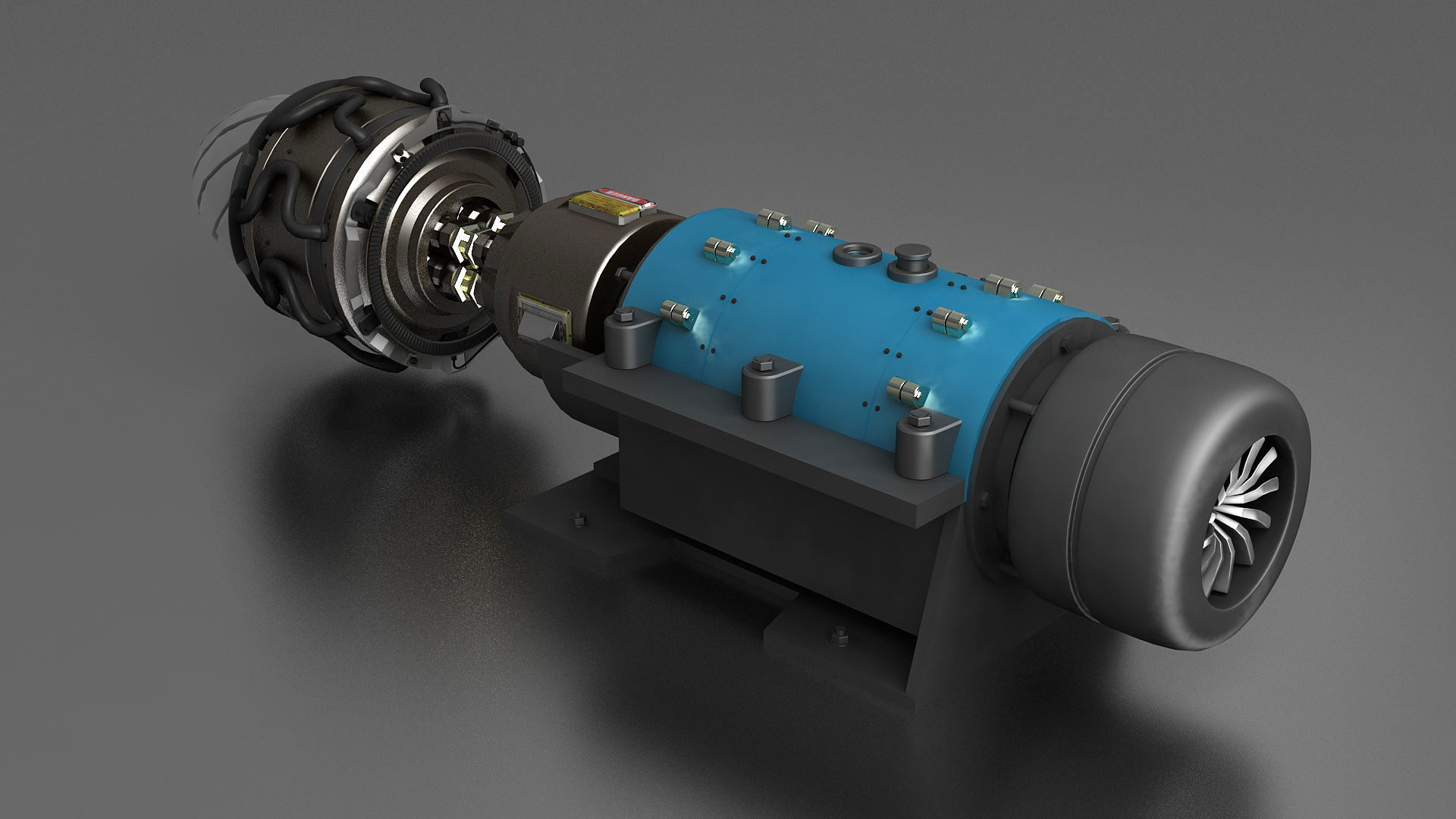 turbofan engine Falcon supersonic sectioned  3D model_3