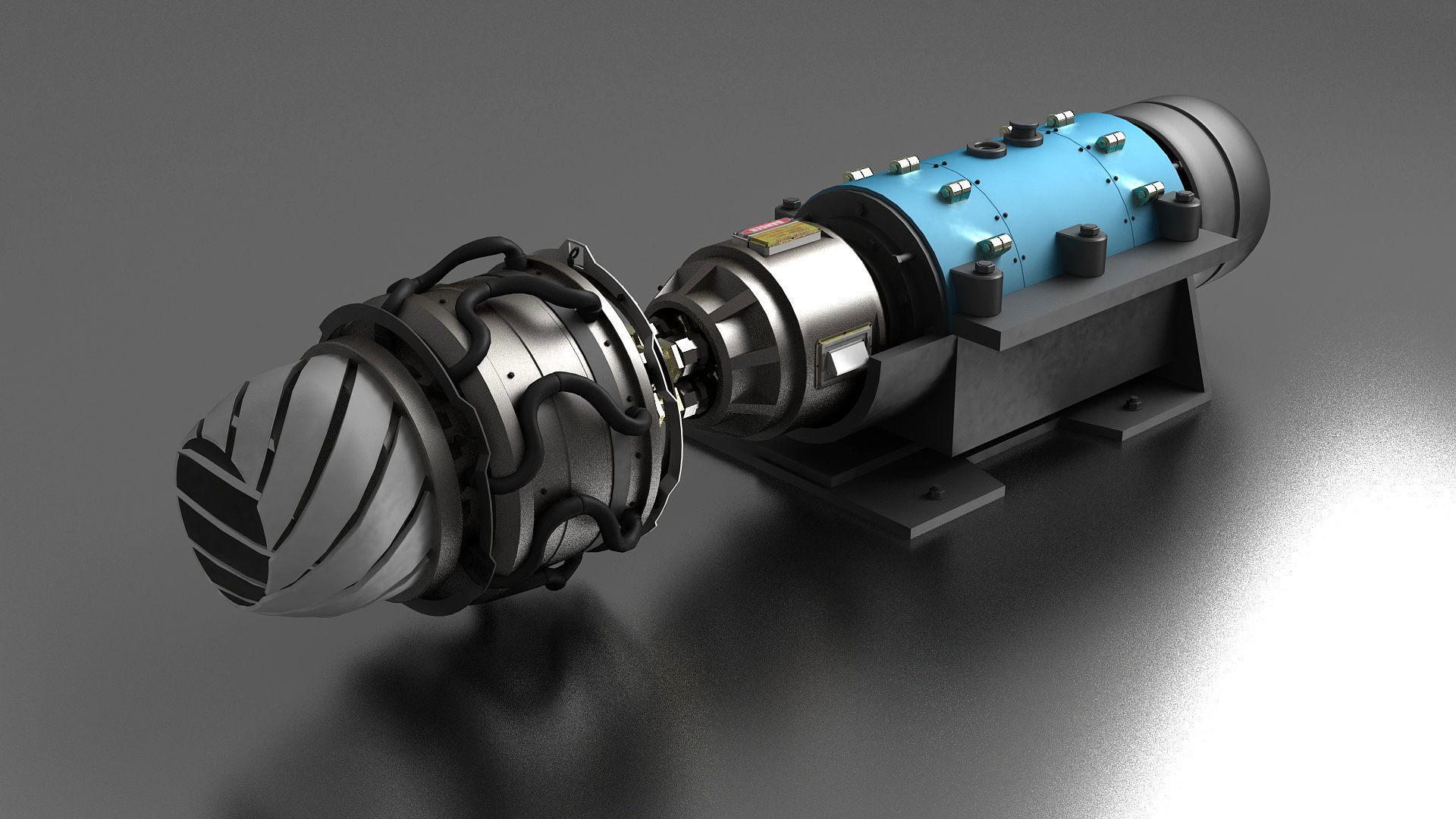 turbofan engine Falcon supersonic sectioned  3D model_4