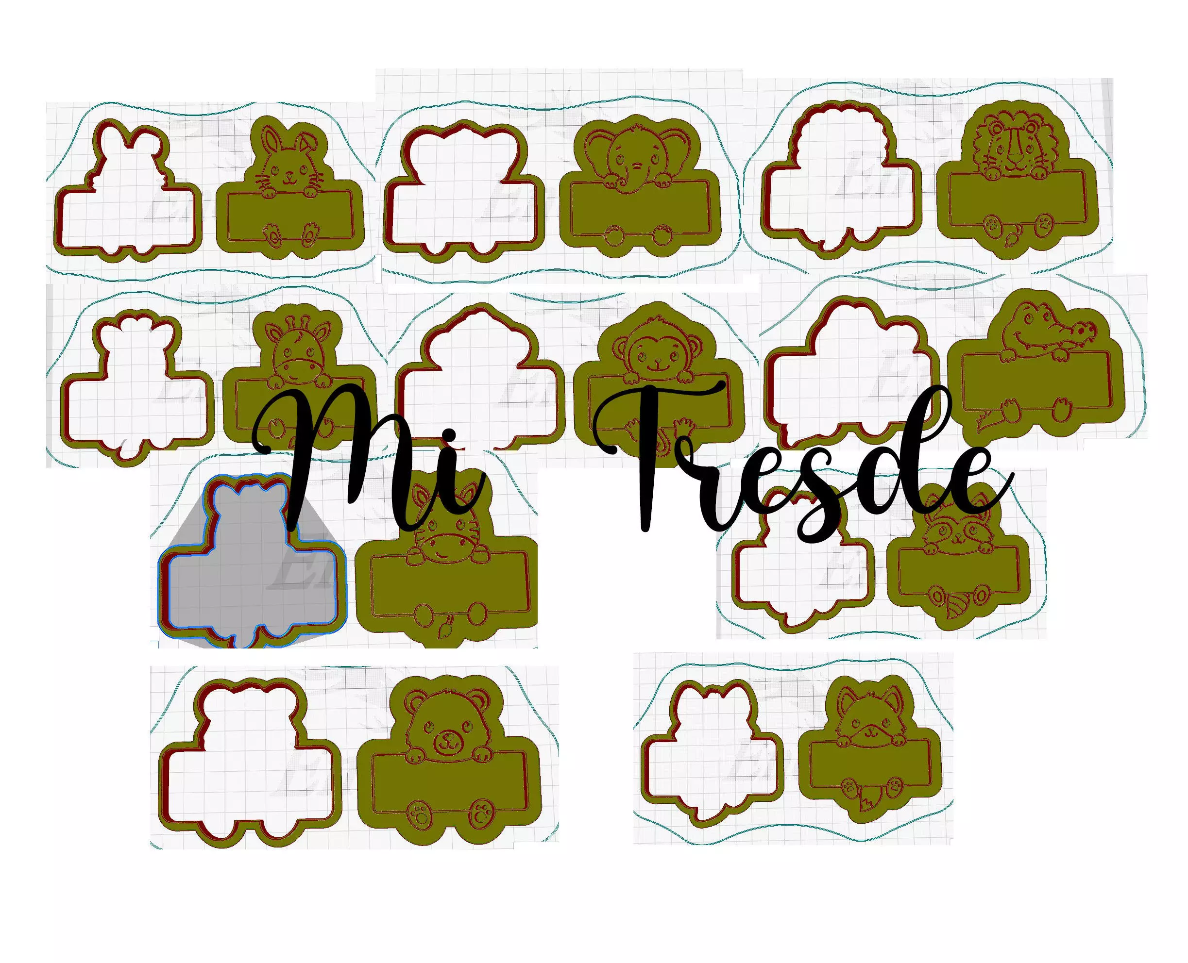 PACK ANIMALS WITH FRAME CUTTER AND MARKER 3D model_0