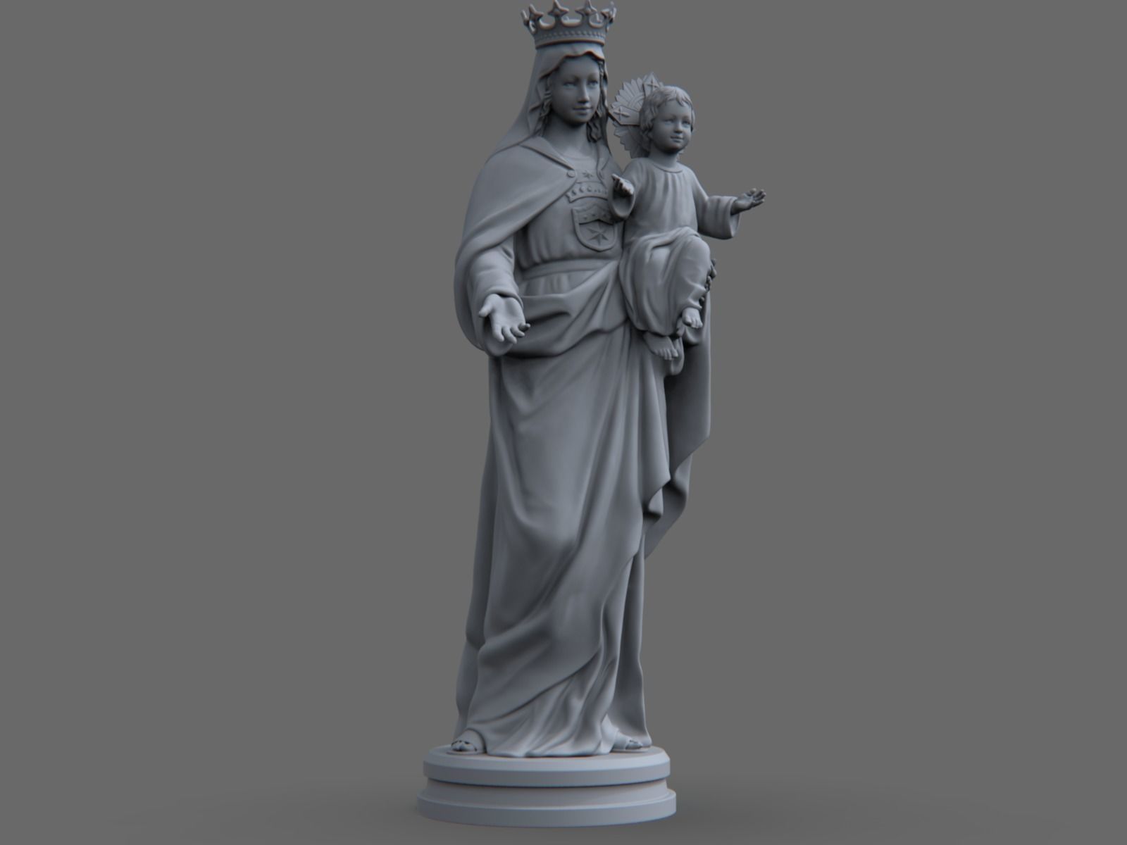Carmel statue of virgin and child 3D print model_9
