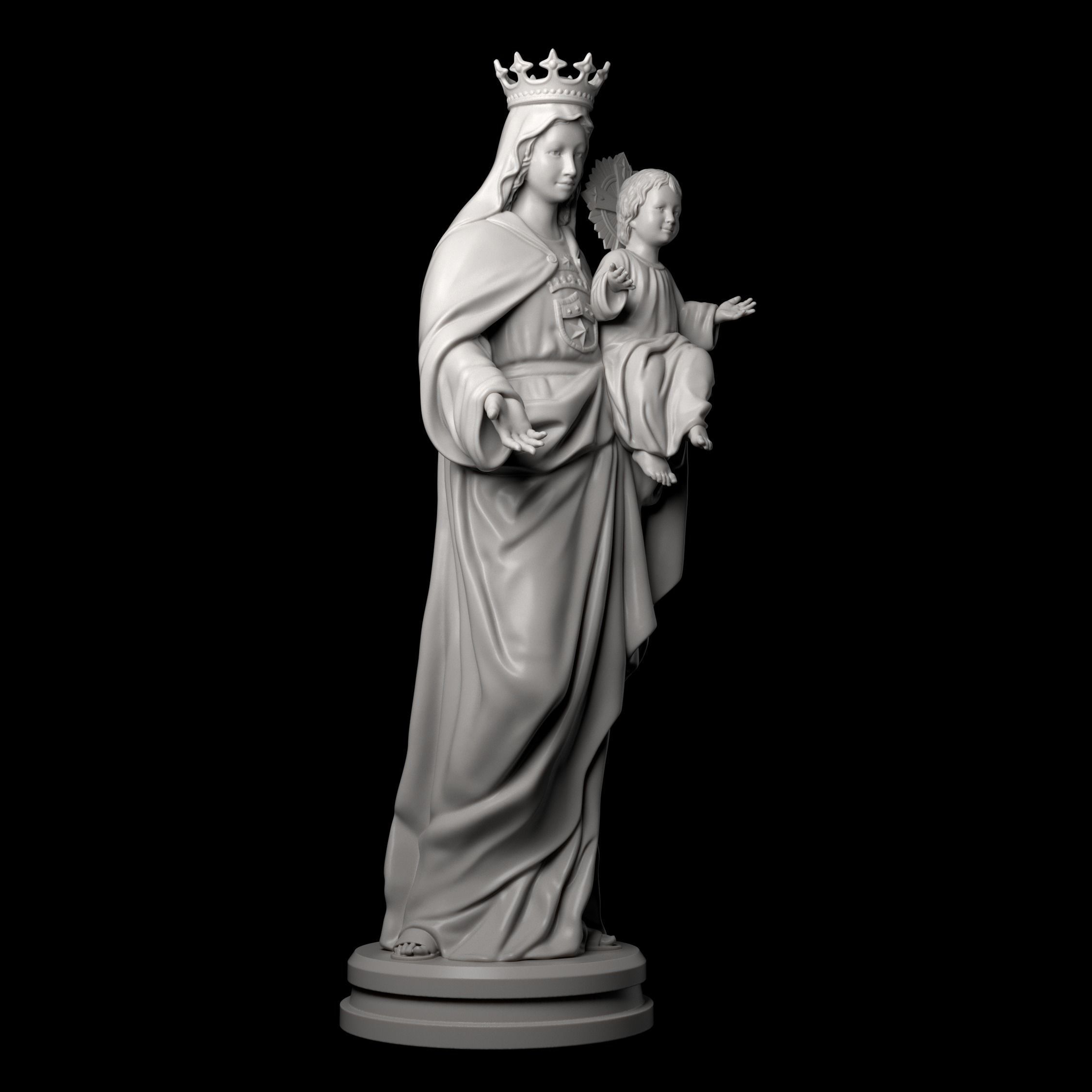 Carmel statue of virgin and child 3D print model_3