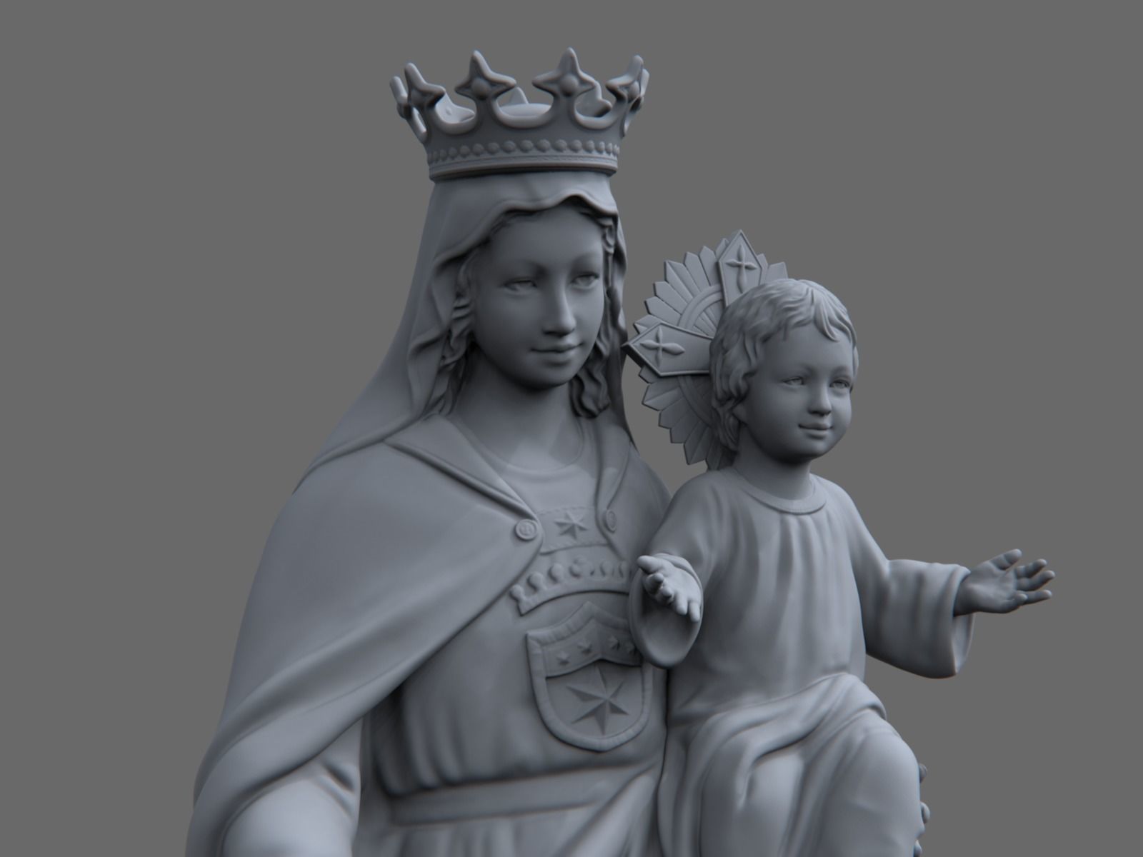 Carmel statue of virgin and child 3D print model_11