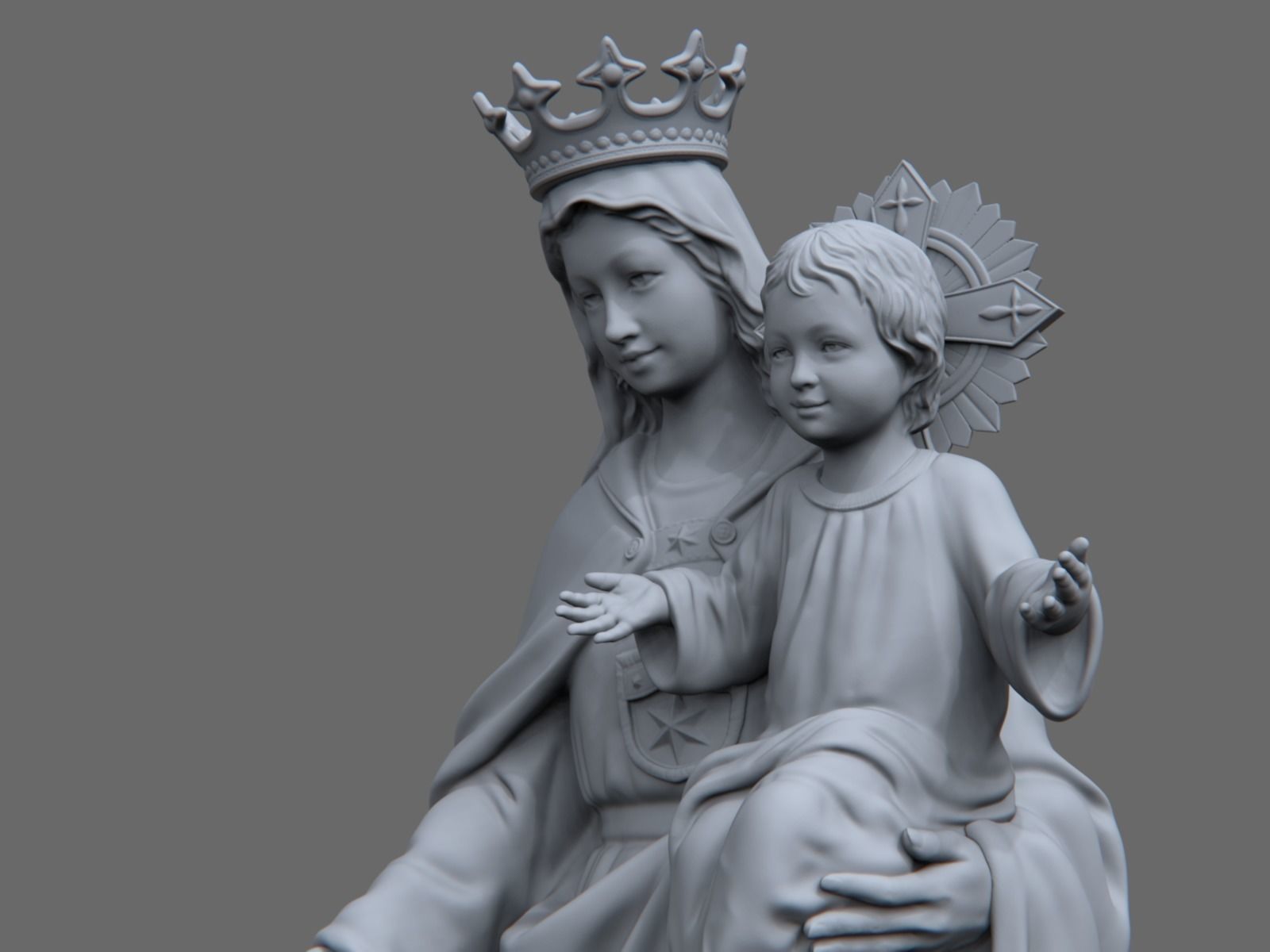Carmel statue of virgin and child 3D print model_10