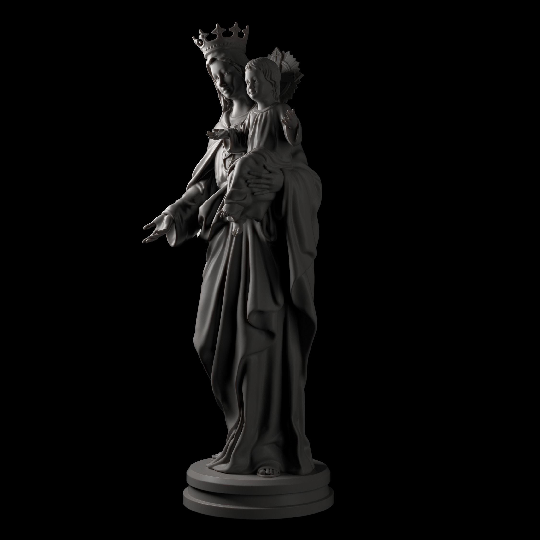 Carmel statue of virgin and child 3D print model_4