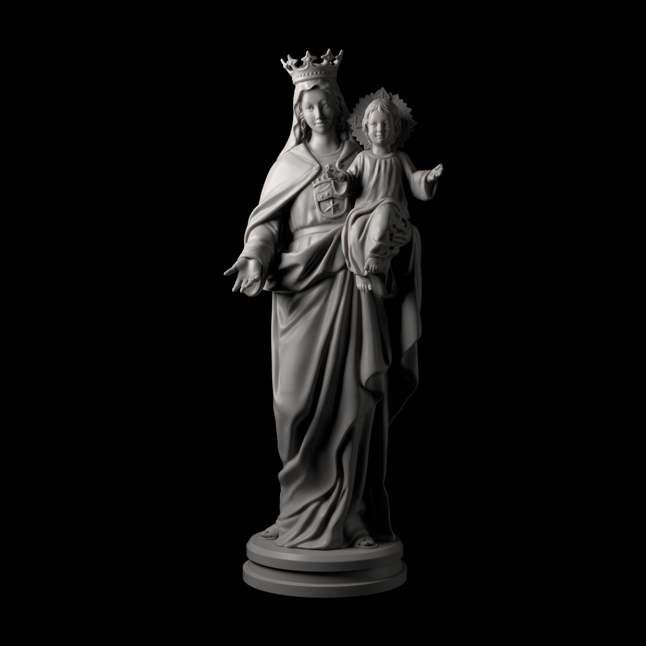 Carmel statue of virgin and child 3D print model_2